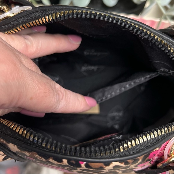 Betsey Johnson Leopard Print Satchel with Floral Accents - Picture 5 of 5
